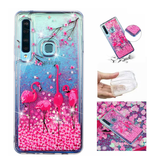 Samsung Galaxy A9 (2018) glitteri paljettinen suojakotelo - Flamingot