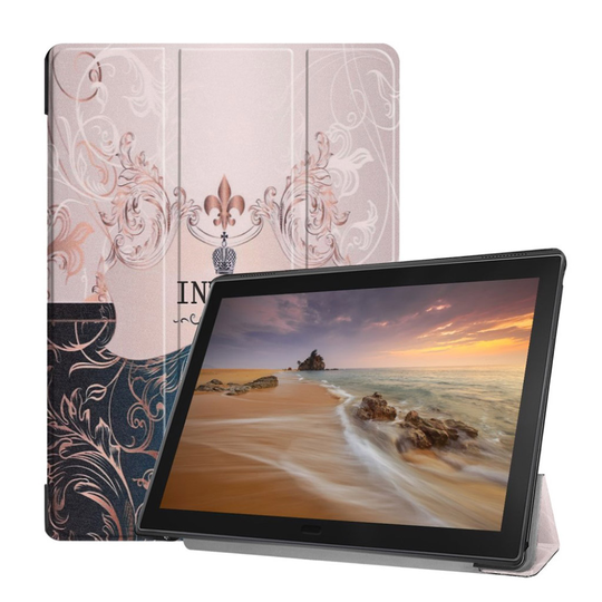 Lenovo Tab E10 tri-fold kuosillinen nahkainen flip suojakotelo - English Characters