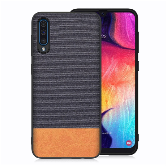Samsung Galaxy A50 cloth texture case - Dark Blue / Orange