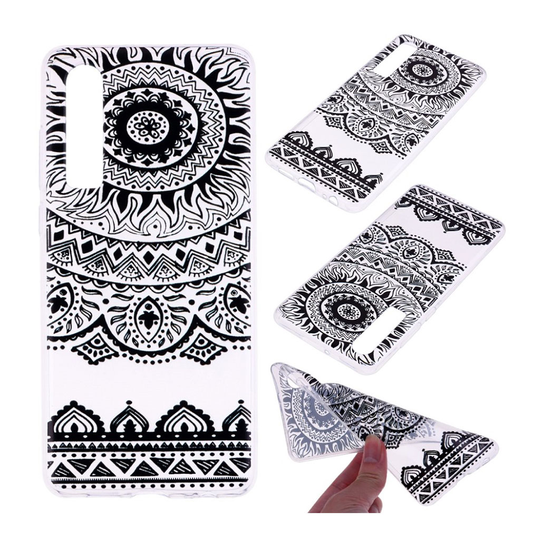 Huawei P30 printtikuosi suojakotelo - Musta Pitsi