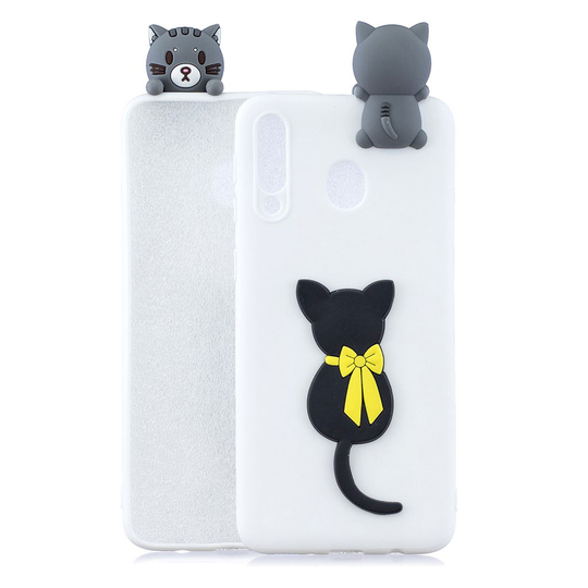 Cute 3D Samsung Galaxy A40 kuoret - Musta Kissa