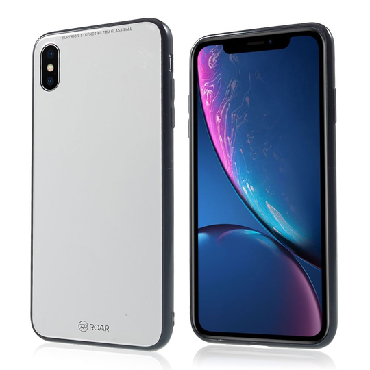 iPhone Xs Max ROAR KOREA peili pinnoitettu hybriidi takasuoja kuori lasista ja muovista - Transparentti
