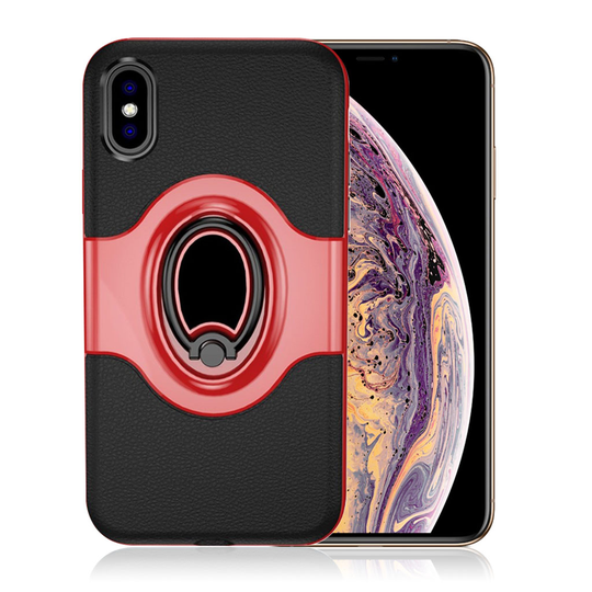iPhone 9 Plus Hybriidi Muovi Yhdistelmä Takasuoja Kuori Sormirenkaalla - Punainen