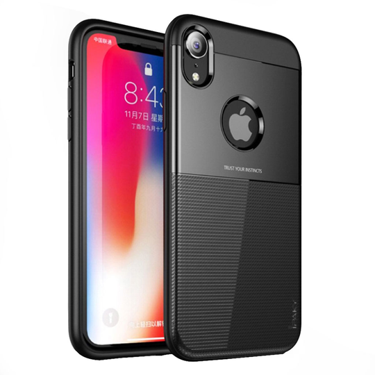 iPhone 9 IPAKY Hybriidi Muovinen Takasuoja Kuori Harjatulla Pinnalla - Musta