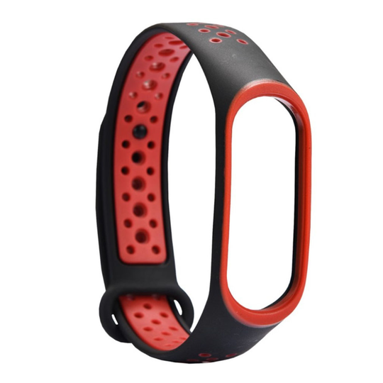 Xiaomi Mi Band 3 kaksi sävyinen joustava silikooni muovinen kellon vaihto ranneke - Punainen/ Musta