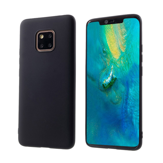 Huawei Mate 20 Pro kaksipuolinen matta pintainen silikooni muovinen takasuoja kuori - Musta