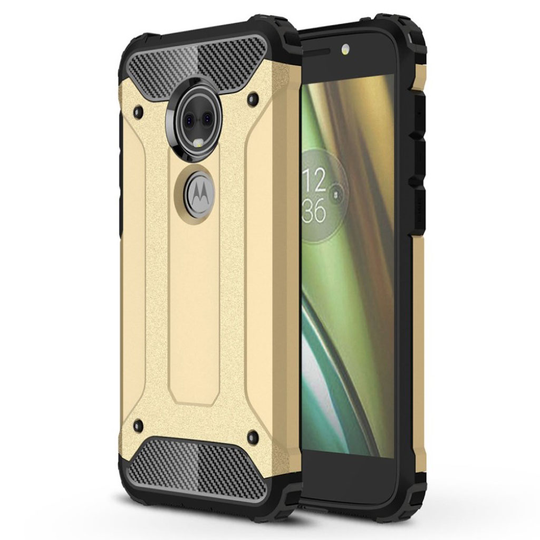 Motorola Moto E5 Play Kilpi Kova Hybriidi Muovinen Takasuoja Kuori - Kulta