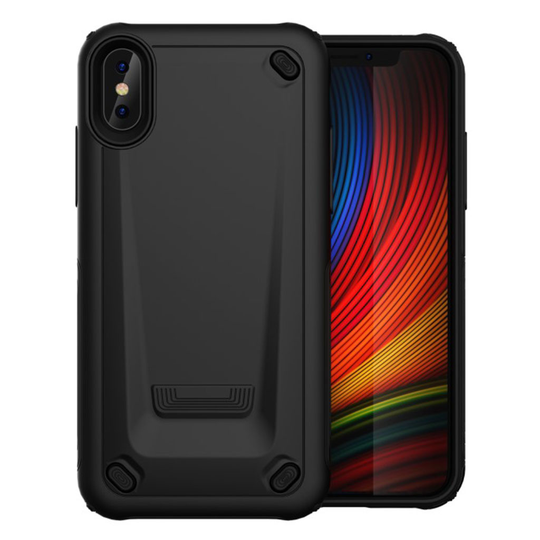 iPhone XS sporttinen hybriidi muovinen takasuoja kuori - Musta