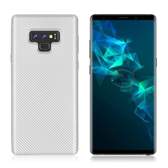 Samsung Galaxy Note9 Hiilikuitu Harjattu Pehmeä Muovi Takasuoja Kuori - Hopea