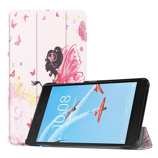 Lenovo Tab E7 kuosillinen tri-fold nahkainen Suojakotelo - Keiju ja Perhoset
