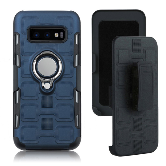 Samsung Galaxy S10 geometrinen kuosi hybrid suojakotelo - Tummansininen