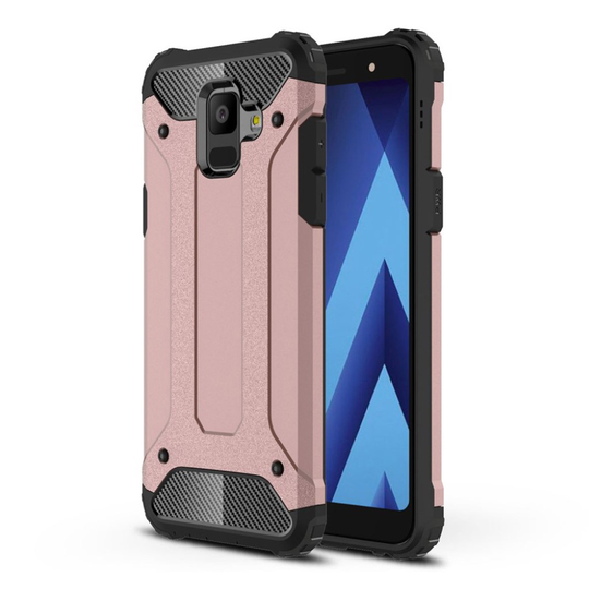 Samsung Galaxy A6 Armour Guard TPU ja Muovi Hybriidi Takasuoja Kuori - Ruusu Kulta