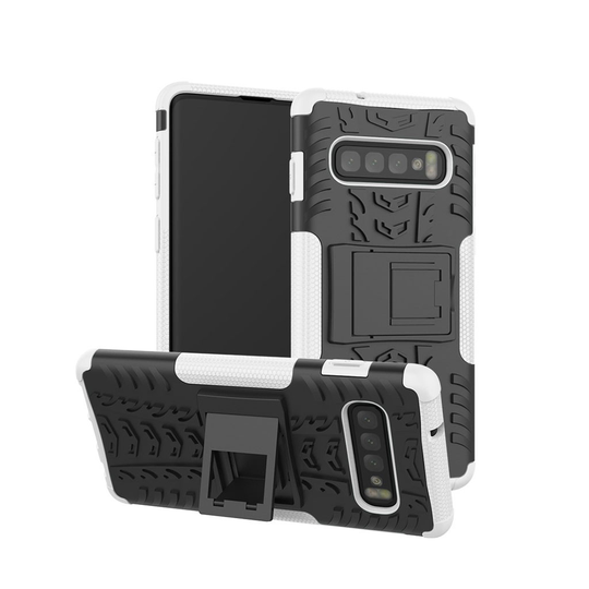 Samsung Galaxy S10 Plus rengas kuosinen takatuki hybrid suojakotelo - Valkoinen