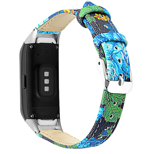 Samsung Galaxy Fit cowhide leather watch band - Blue Leaf