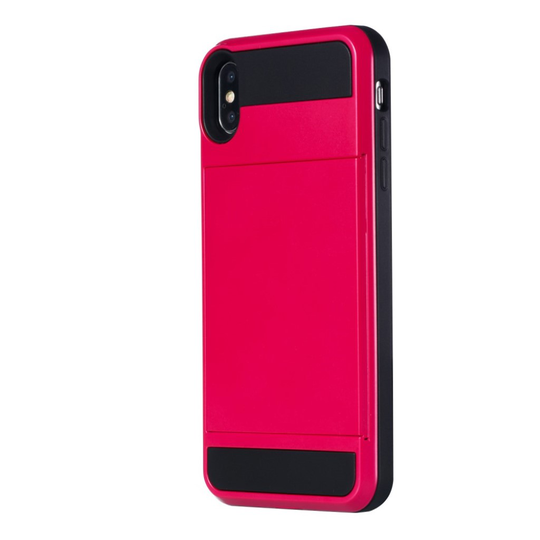 iPhone Xs Max Hybriidi muovinen takasuoja kuori kortti paikalla - Ruusu