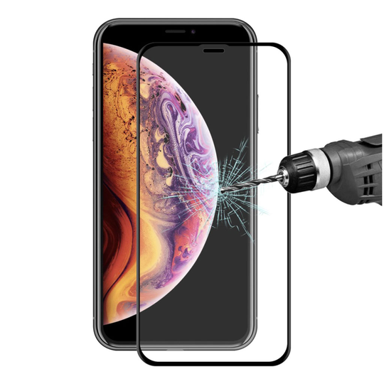 iPhone Xs Max HAT PRINCE 0.2mm 3D näyttö suojakalvo hiilikuitu harjatusta karkaistusta lasista - Transparentti