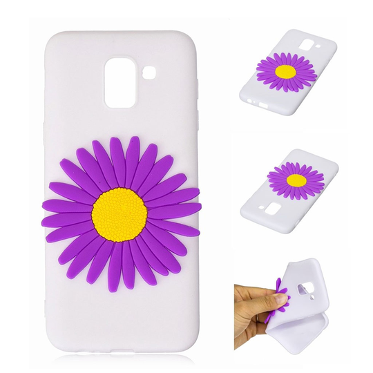 Samsung Galaxy J6 (2018) Kuvallinen Pehmeä Silikooni Puhelimen Takasuoja Kuori - Violetti Aurinkokukka