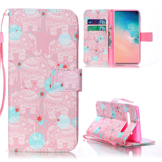 Samsung Galaxy S10 kuviollinen nahkainen suojakotelo - Norsu