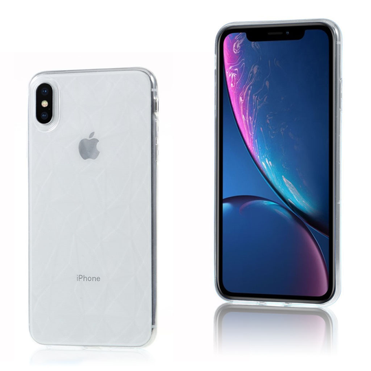 iPhone Xs Max 3D timantti rakenne pintainen silikooni muovinen suojakuori - Transparentti