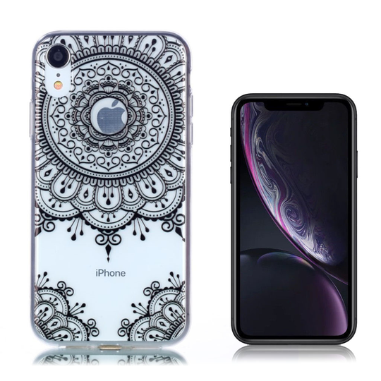 iPhone 9 Kuviollinen Pehmeä Silikooni Muovinen Takasuoja Kuori - Musta Lotus Kukka