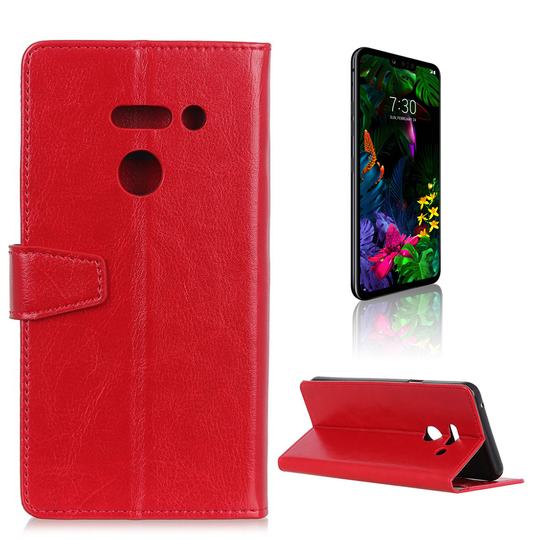 Crazy Horse LG G8 ThinQ nahkainen suojakotelo - Punainen