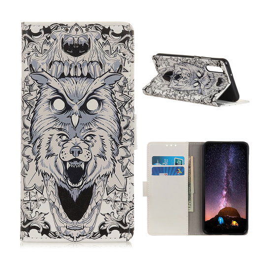 Samsung Galaxy A50 pattern printing leather case - Abstract Owl