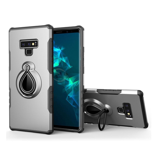 Samsung Galaxy Note9 Hybriidi Pehmeä ja Kova Muovinen Takasuoja Kuori Lisävarusteilla - Hopea