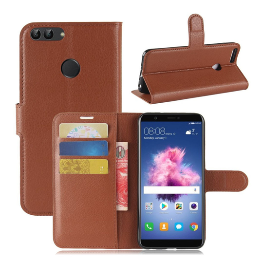 Huawei P Smart litsitekstuurinen suojakotelo - Ruskea