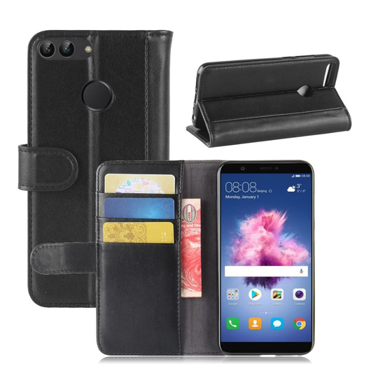 Huawei P Smart haljasnahkainen suojakotelo - Musta