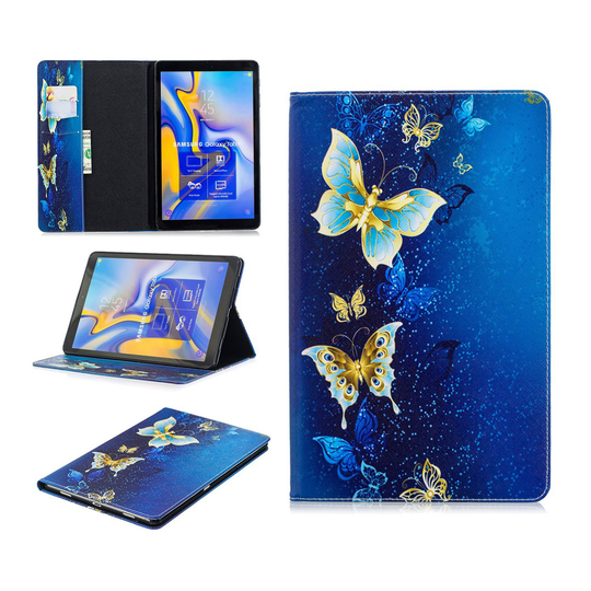 Samsung Galaxy Tab A 10.5 kuviollinen seisova mallinen synteetti nahkainen suojakotelo missä kortti paikat - Uniikit Perhoset