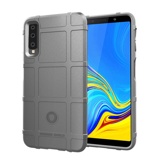 Samsung Galaxy A7 (2018) iskukestävä ruutu kuviollinen suojaava silikooni kuori - Harmaa
