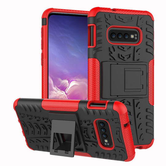 Samsung Galaxy S10e hieno rengaskuvioitu hybridi suojakotelo - Punainen