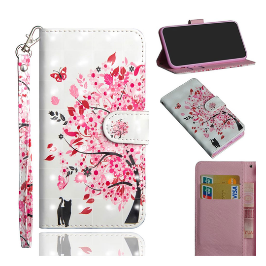 Sony Xperia 10 Plus pattern leather case - Cat and Flowered Tree
