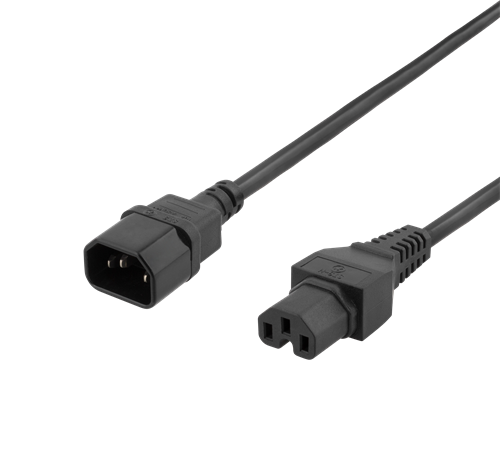 Maadoitettu Kaapeli Laitteen Virtasovittimeen Kytkemistä Varten, 1 M, Suora IEC 60320 C15 - Suora I