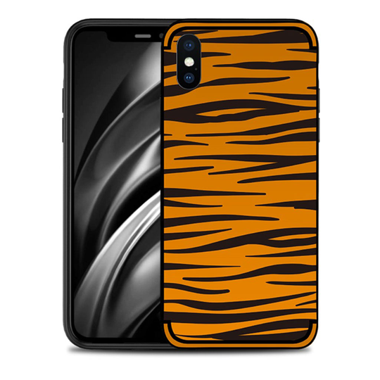 iPhone Xs Max NXE kohokuviollinen pehmeä silikooni muovinen takasuoja kuori - Tiikeri Raidat