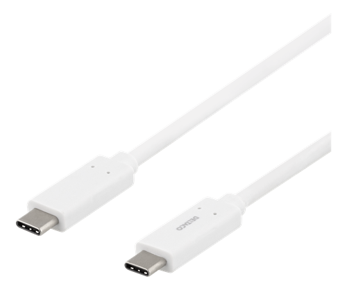 USB-C-kaapeli, 1 M, USB 3.1 Gen 1, E-Marker, 3A, Valkoinen