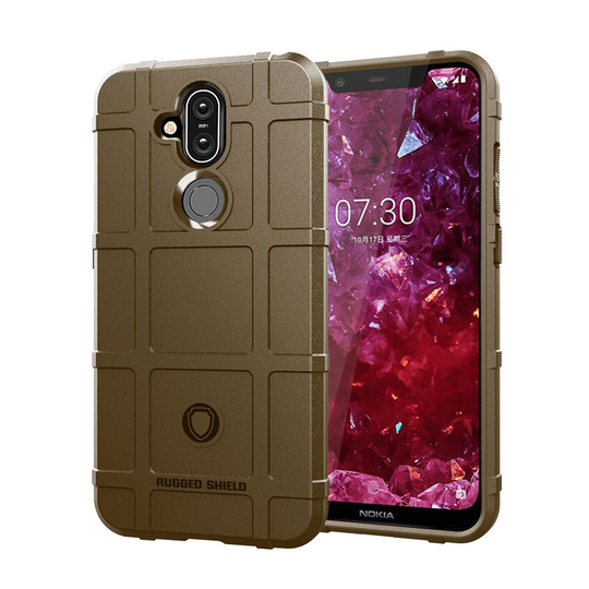 Nokia 8.1 iskunkestävä ristikko tuntuinen Suojakotelo - Ruskea