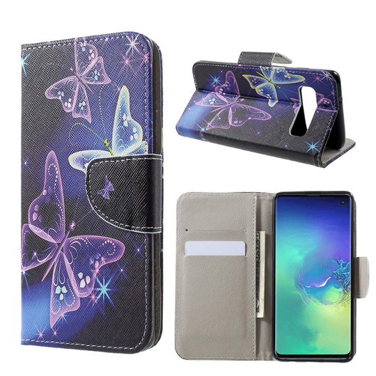 Samsung Galaxy S10 risti pintainen nahkainen flip suojakotelo - Kaunis Perhonen