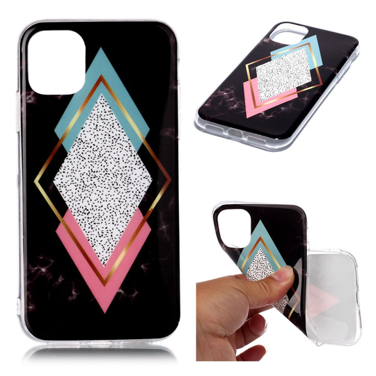 Marble iPhone 11 Pro kuoret - Timantti Sininen / Ruusu Marmori