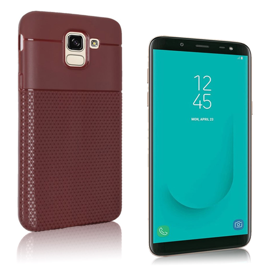 Samsung Galaxy J6 (2018) Pinnoitettu Joustava Muovi Anti-Slip Takasuoja Kuori - Ruskea
