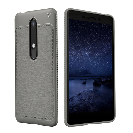 LENUO Nokia 6 (2018) litsitekstuurinen suojakuori - Harmaa