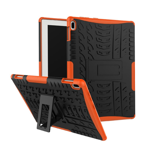 Lenovo Tab 4 10 Anti-Slip Rengas Kuvio Muovi ja TPU Hybriidi Suoja Jalkatuella - Oranssi