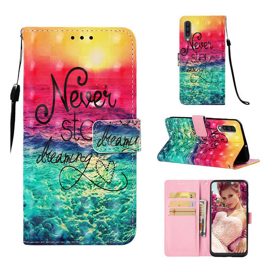 Samsung Galaxy A50 kuosi nahkainen suojakotelo - Never Stop Dreaming