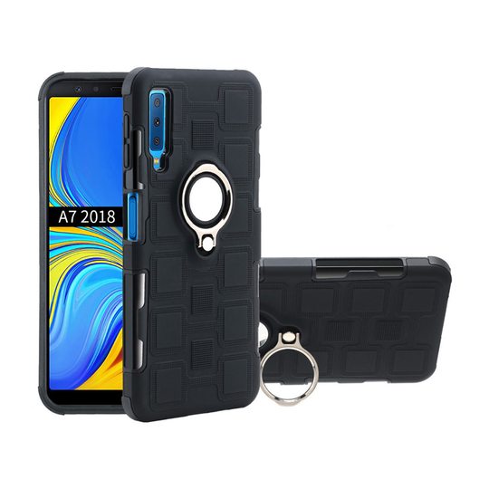 Samsung Galaxy A7 (2018) geometrinen kuosi hybrid suojakotelo - Musta