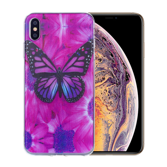 iPhone Xs Max kuviollinen pehmeä ja joustava silikooni muovinen takasuoja kuori - Perhonen