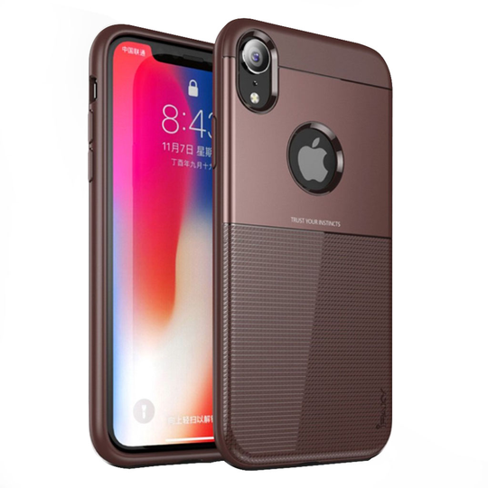 iPhone 9 IPAKY Hybriidi Muovinen Takasuoja Kuori Harjatulla Pinnalla - Kahvi