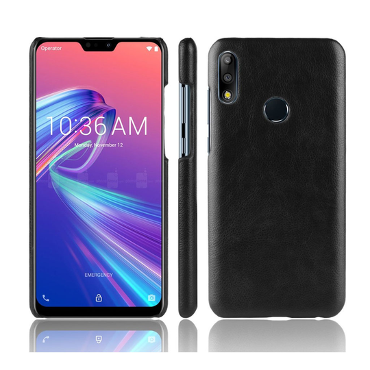 Asus ZenFone Max Pro (M2) litsi pintainen nahkainen suojakotelo - Musta