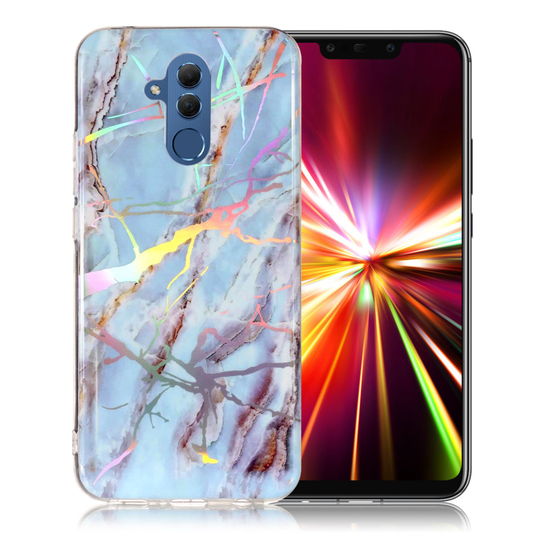 Huawei Mate 20 Lite IMD marmori kuviollinen metallinen silikooni kuviollinen joustava takasuoja kuori - Vaalean Sininen