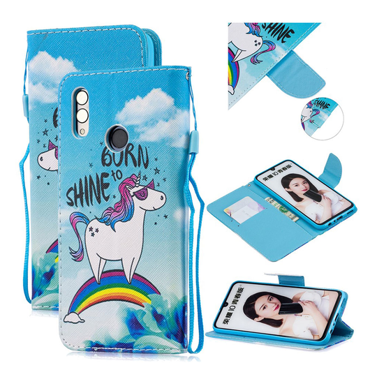 Huawei P Smart 2019 pattern leather case - Unicorn and Rainbow