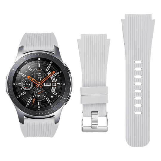 Samsung Galaxy Watch (46mm) pystysuora raidallinen silikooni muovinen pehmeä kellon vaihto ranneke - Vaalean Harmaa